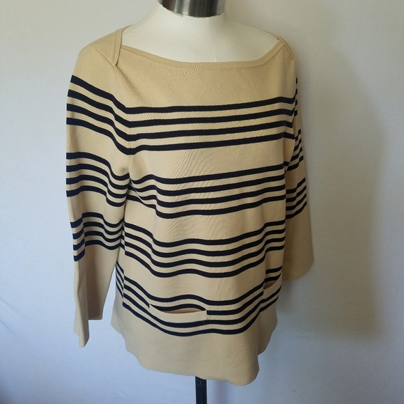 J. Crew Boatneck Popover Sweater Striped Long Slee - Picture 6 of 8